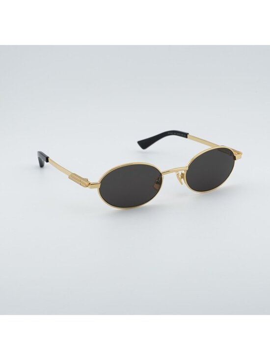 Bottega Veneta BV1470S 001 Sunglasses Gold Oval Frame, Grey Lenses main image 12